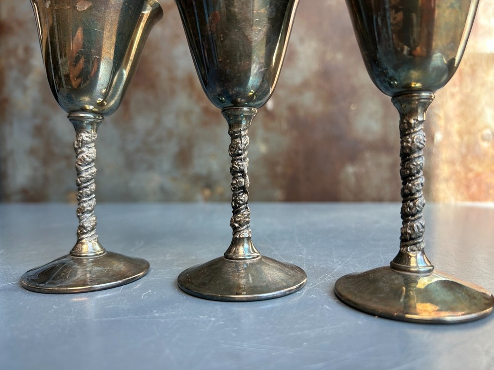 Set of Three Vintage Silver-Plated Goblets
