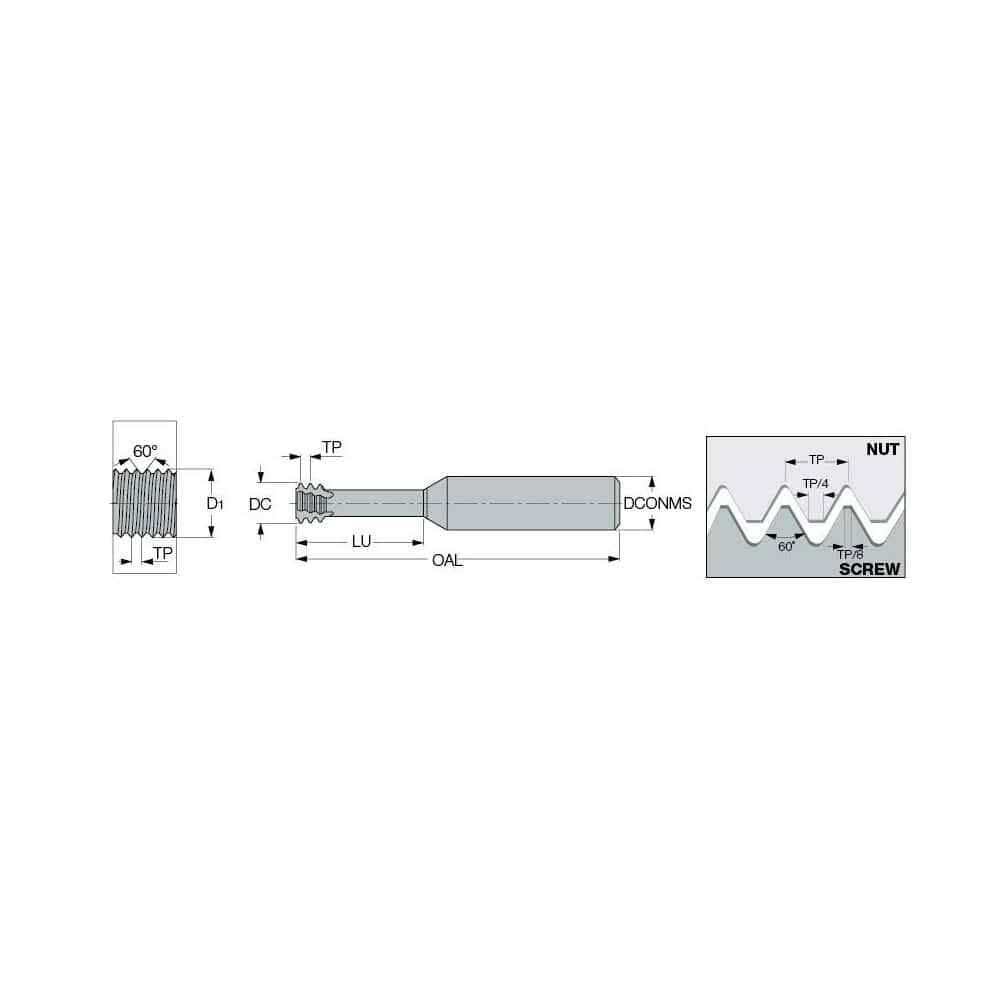 Iscar #10-32, #8-32 Internal 3-Flute Solid Carbide Helical Flute Thread Mill ...