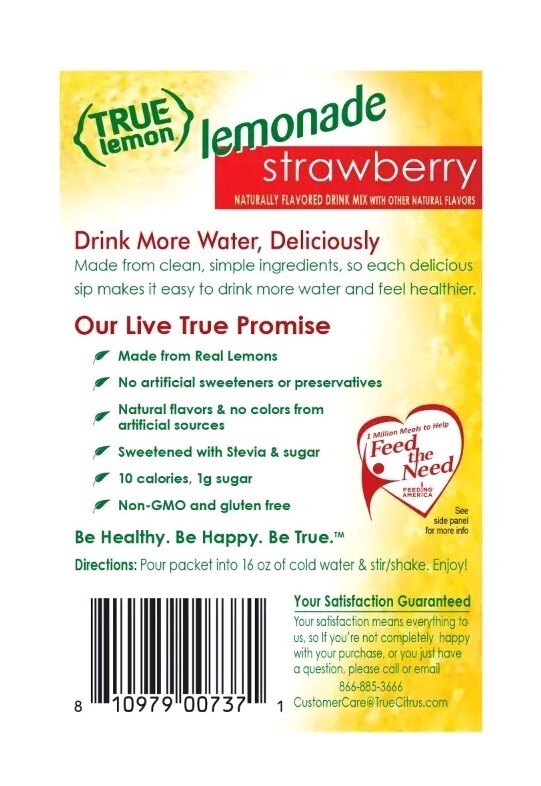 6 PACK True Lemon Strawberry Lemonade From Real Lemons Drink Mix - 60 Packets