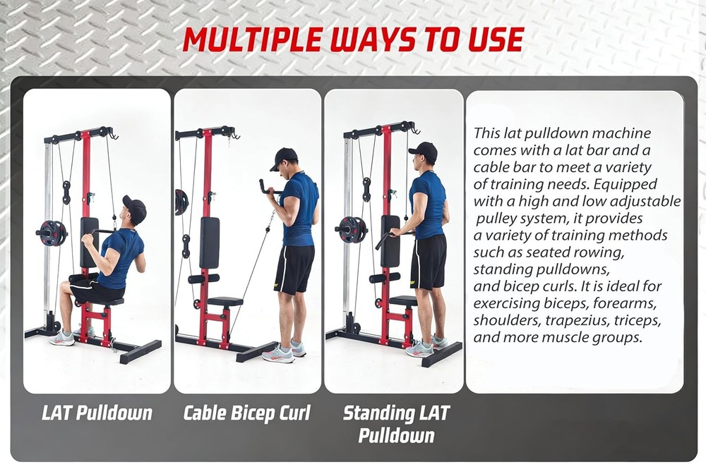 LAT Pull Down Machine for Home Gym Full Body Workout Machine Cable Pulley System