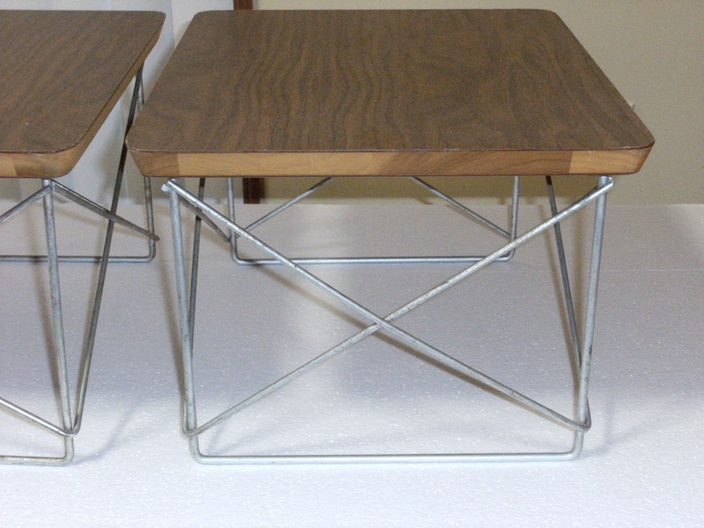 (2) Early Herman Miller Eames Wire Base Low Table's ~ Walnut