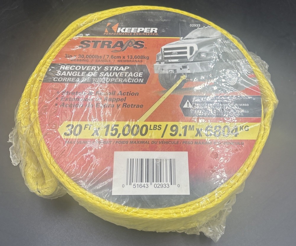 Keeper 30’ Winch Strap Recovery Strap Stretch & Recoil Action