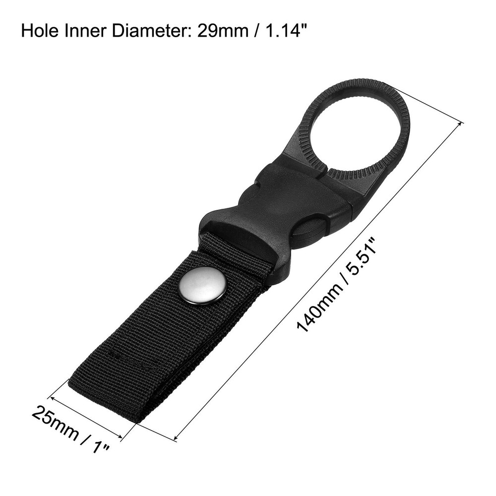 Bottle Hanging Buckle for Backpack Belt Black 4 Pack