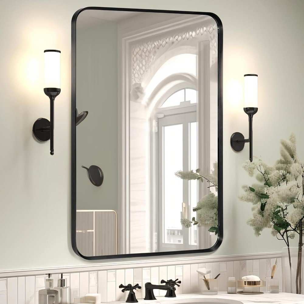 Stylish 24"x36" Rectangular Wall Mirror with Shatterproof Glass - Black Frame