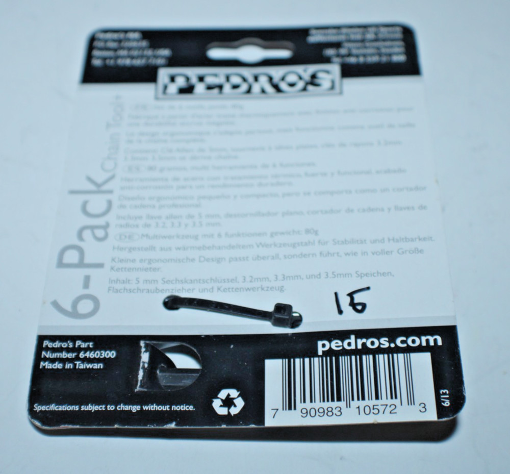 Pedro's Chain Tool+ 6-Function Multitool 3.2 3.3 3.5mm Spoke Wrench 5mm Hex Flat