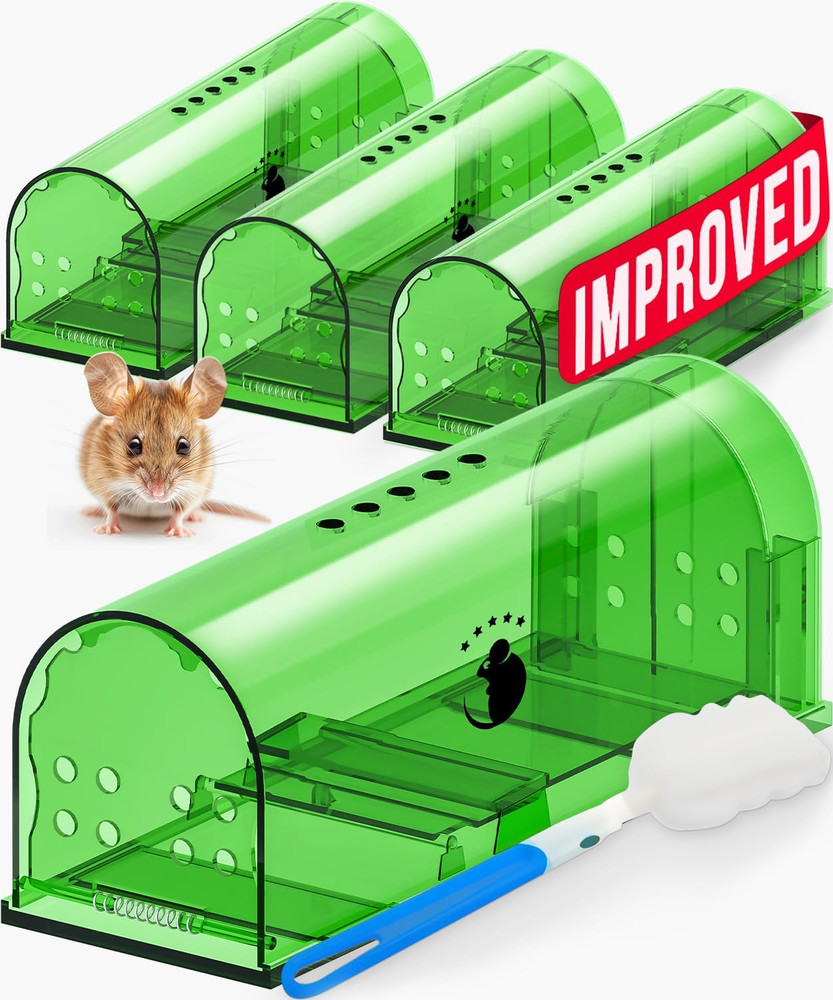 Humane Mouse Traps No Kill Live Catch and Release 4 Pack - Reusable, Easy to Use