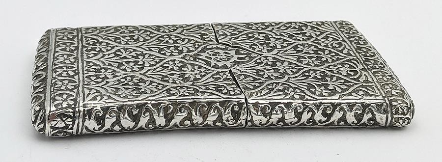 INDIAN KASHMIR SOLID SILVER CIGARETTE / CARD CASE 19TH CENTURY