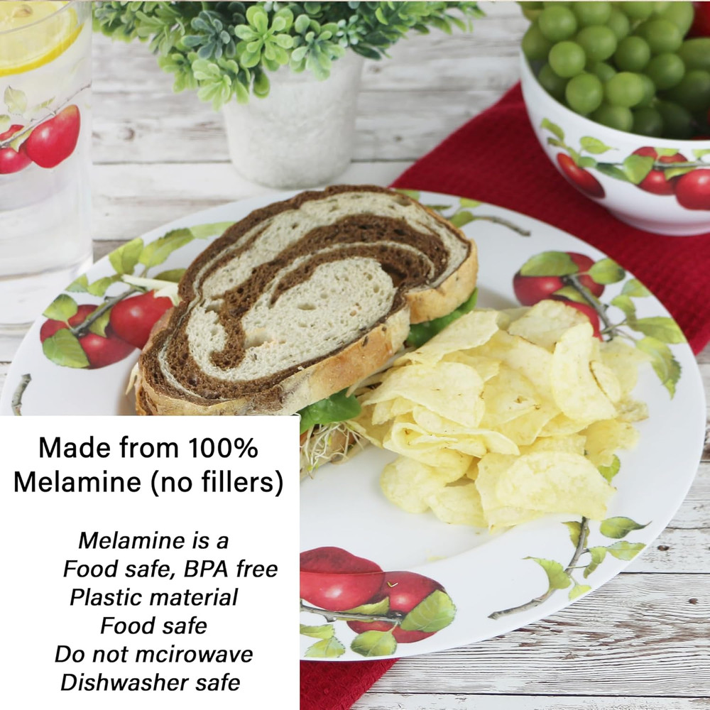 , 12Pc Melamine Dinnerware Set, Lightweight Plastic Dinner Plate, Salad, Bowl Se