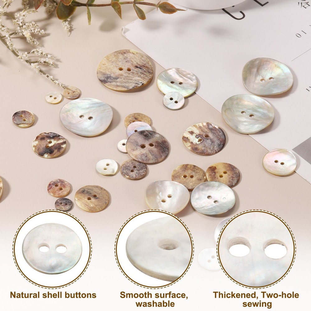 10pcs Pearl Shell Buttons 0.45" Round Shell Sewing Button for Cloth Craft