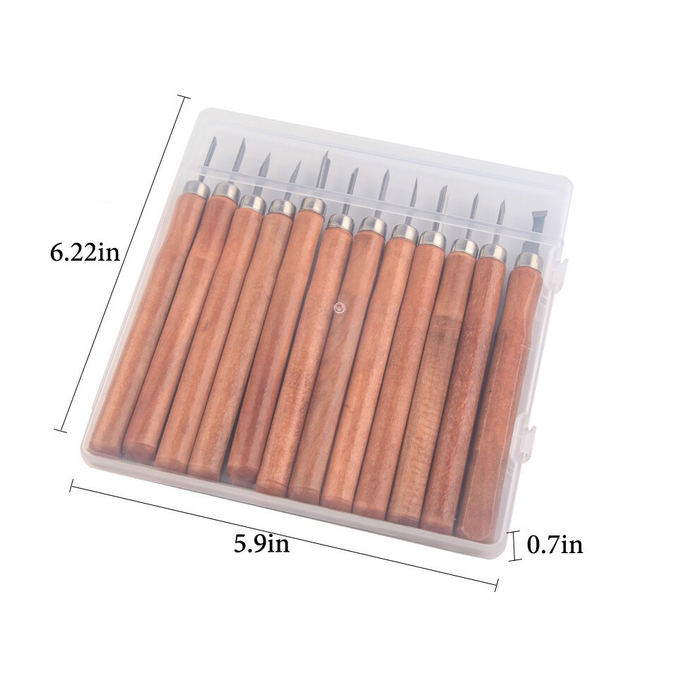 12Pcs Wood Carving Hand Chisel Tool Set Professional Woodworking Gouges Steel