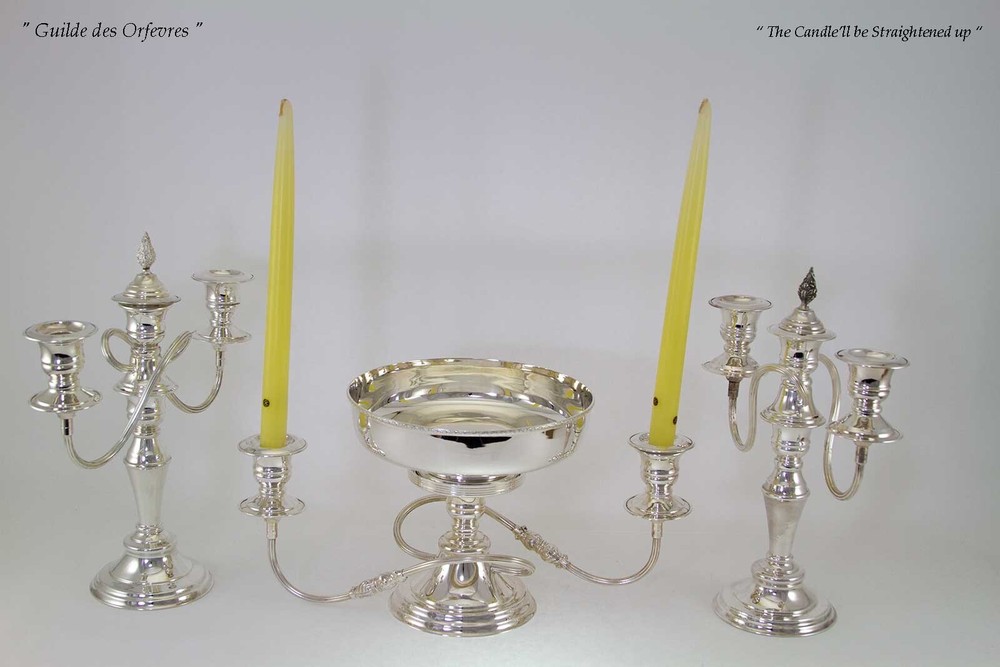 Pair Silver Candelabra 11 in., 3 Light, Beaded or Plain