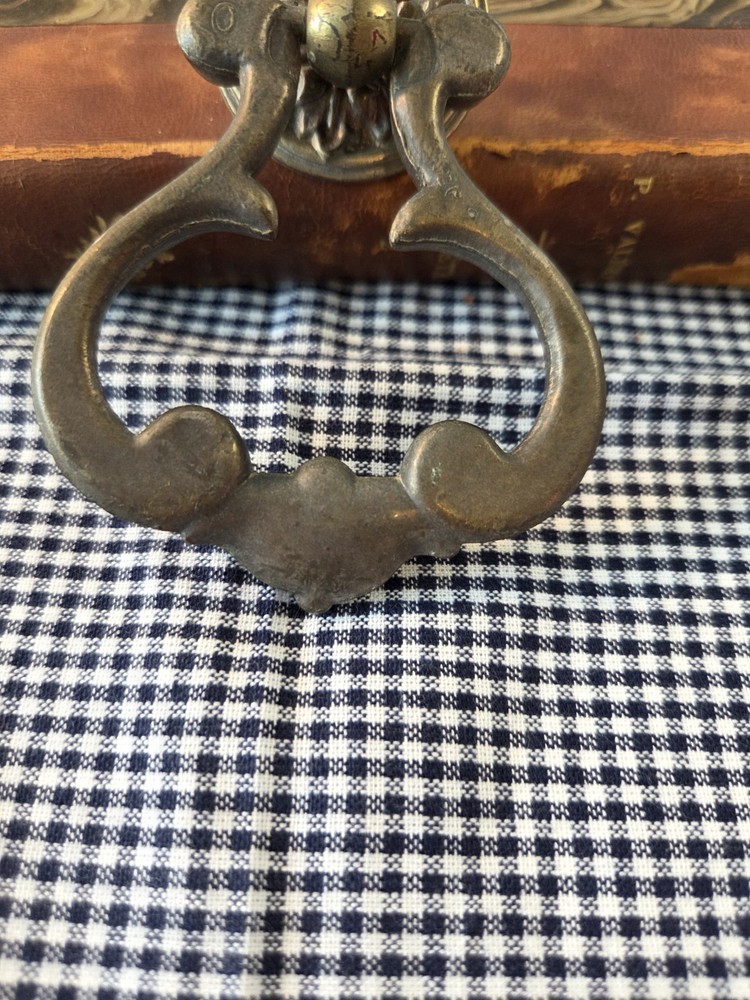 Antique French Victorian Style Brass Drawer Pull Intricate Scrollwork