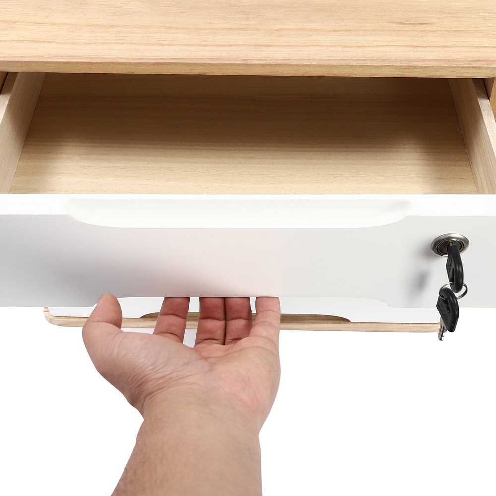 Wooden 3-Tier Desktop Organizer with Locking Drawers for Efficient Storage
