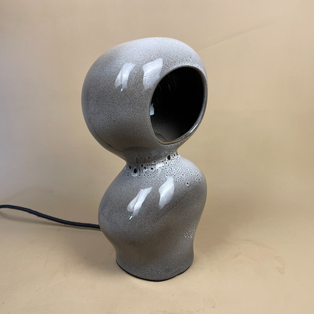 H&M Home Ceramic Grey Modern Lamp Bubble Rounded Shape Table Bedside Light