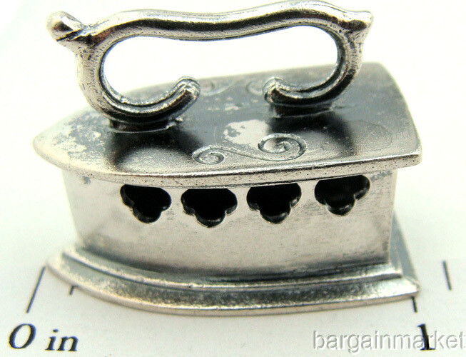 Mini Sterling Silver Flat Iron Pendant Charm #079