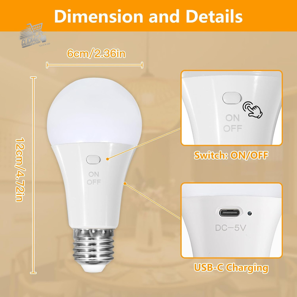 Rechargeable LED Bulb E27 With Timing Function - LED Battery Operated Lights