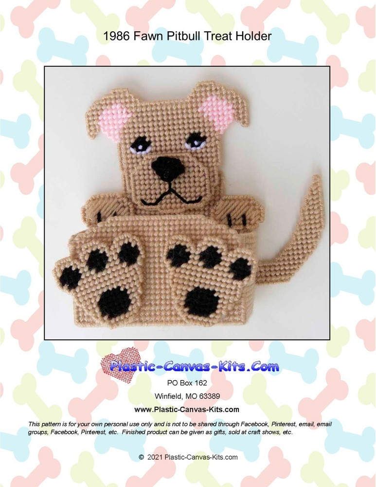 Fawn Pitbull Treat Holder- Plastic Canvas Pattern or Kit