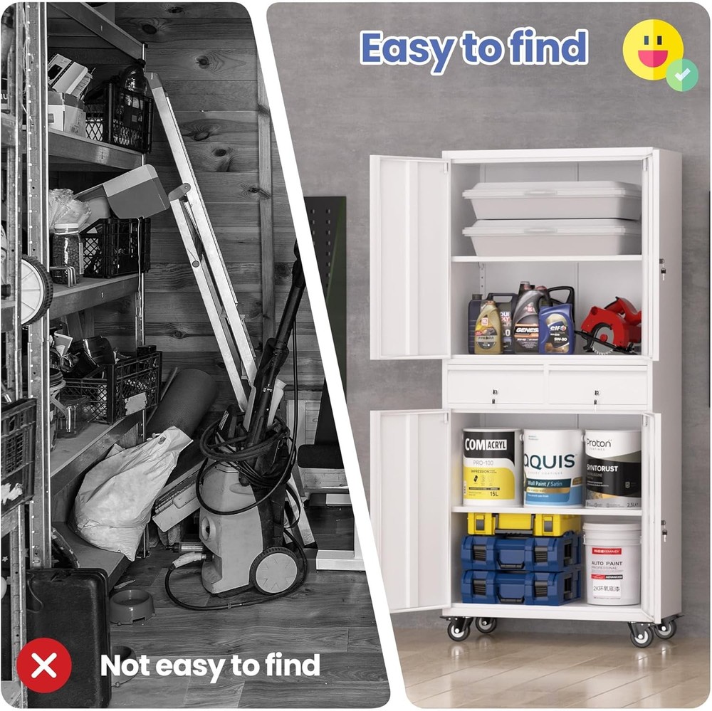 Garage Storage Cabinet Tool Cabinet with Locking Doors and Adjustable Shelves