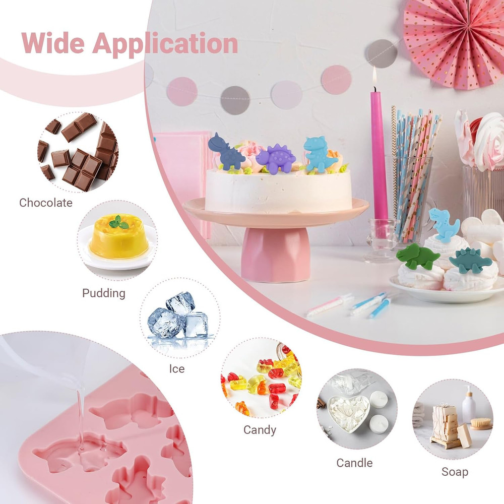 Chocolate Molds Silicone, 2pcs Mini Cute Dinosaurs Candy Ice Cube Making Silicon