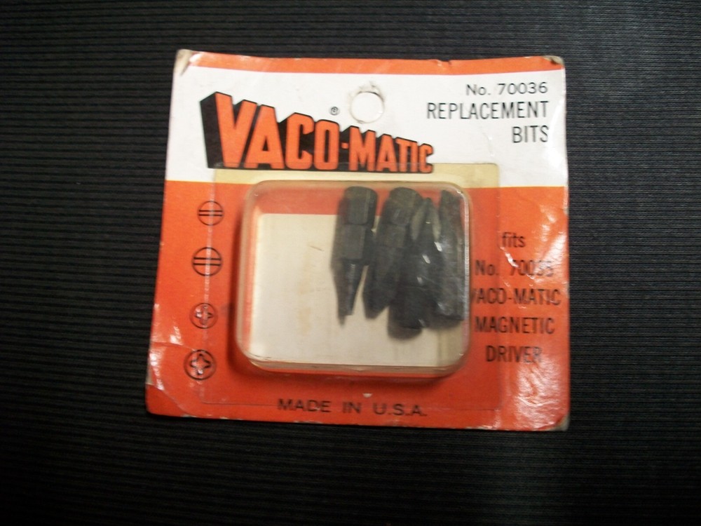 NOS REPLACEMENT BITS #70036 FOR VACO-MATIC SCREWDRIVER #70035 - BITS ONLY