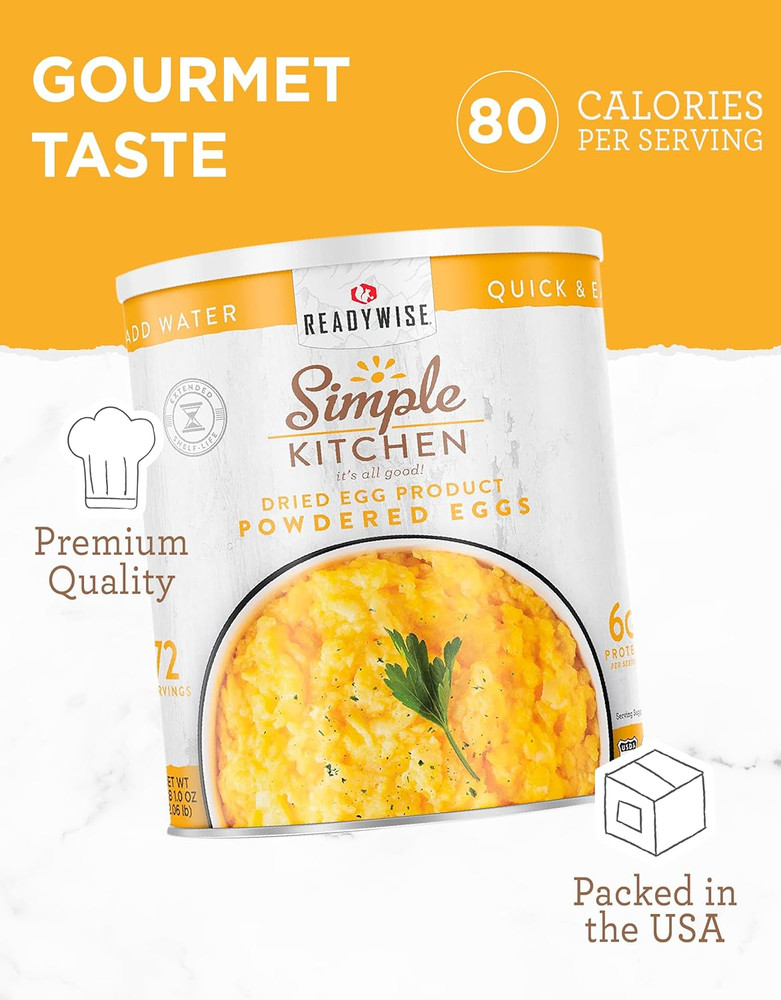 ReadyWise Simple Kitchen Powdered Eggs, 72 Servings, Emergency Food