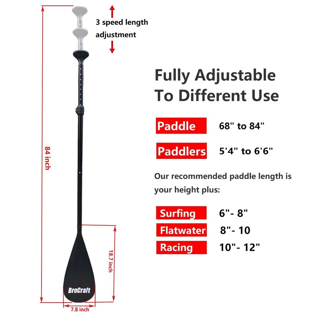 SUP Paddle - 3 Piece Adjustable Stand Up Paddle Board Paddle