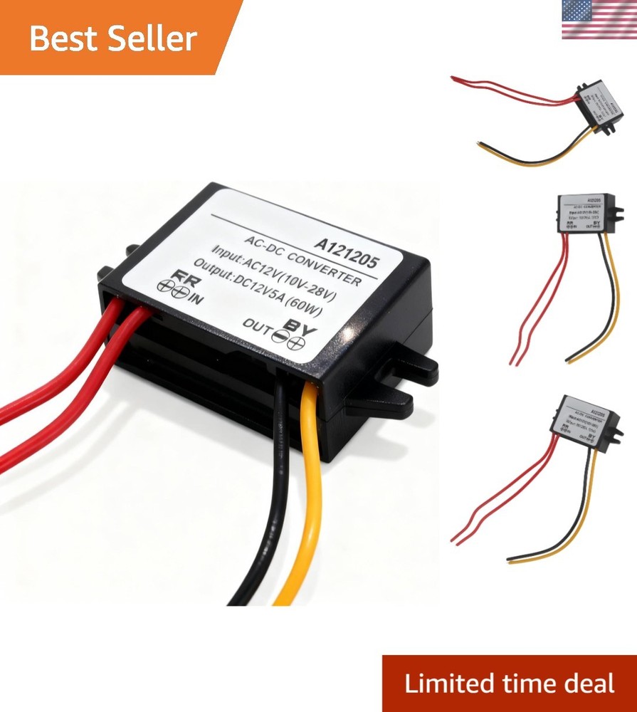 Rugged  12V AC to DC Converter, 10-28V Input, 3A Output for Versatile Use