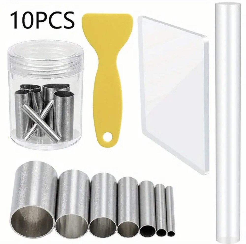 10pc Pottery Tool Set DIY Clay Sculpting Modeling Kit Molds Roller Scraper Press