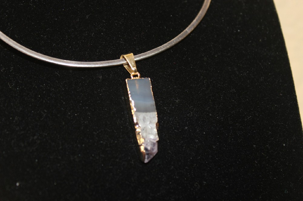 Agate Geode Rectangular Amathyst Pendant from Brazil R209
