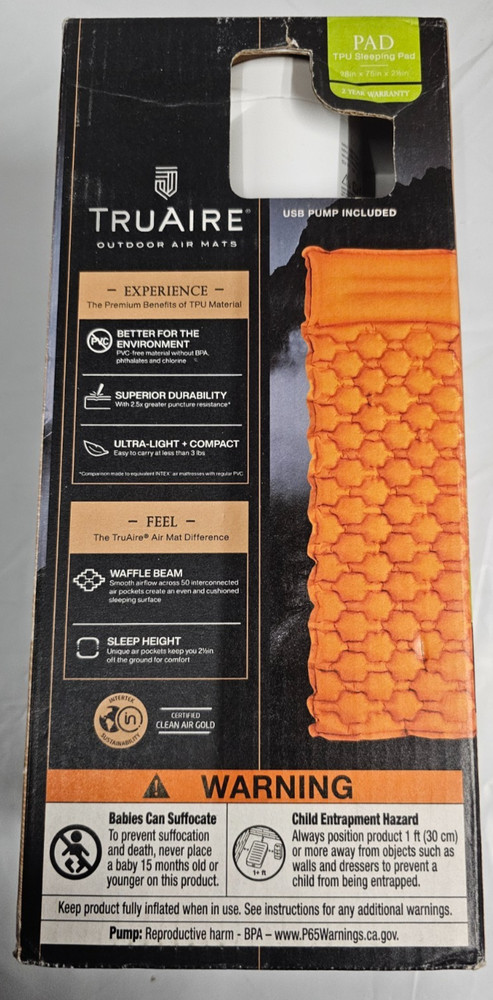 Intex TPU Cot Camping Sleeping Mat with Hand Held Mini USB Pump