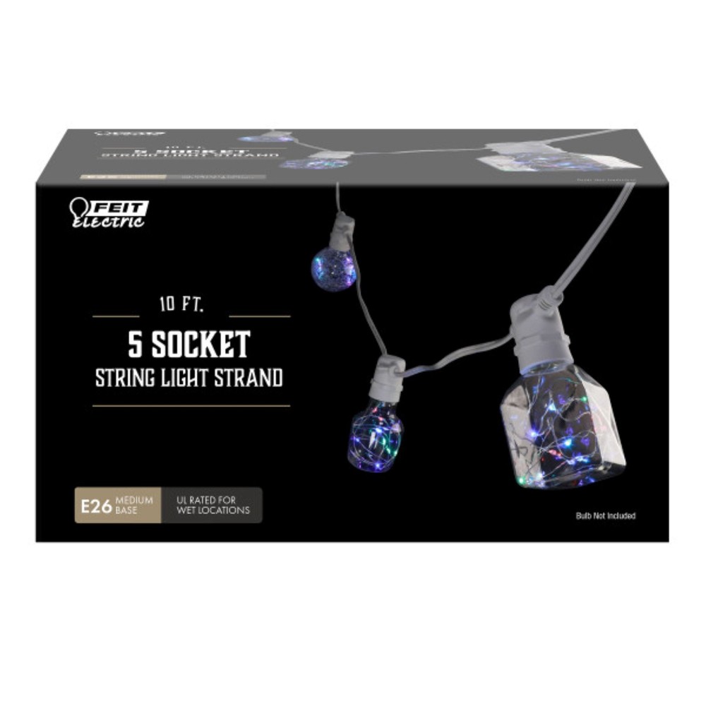 Indoor/Outdoor10' 5 Socket String Light Strand Medium Base Bulbs Sold