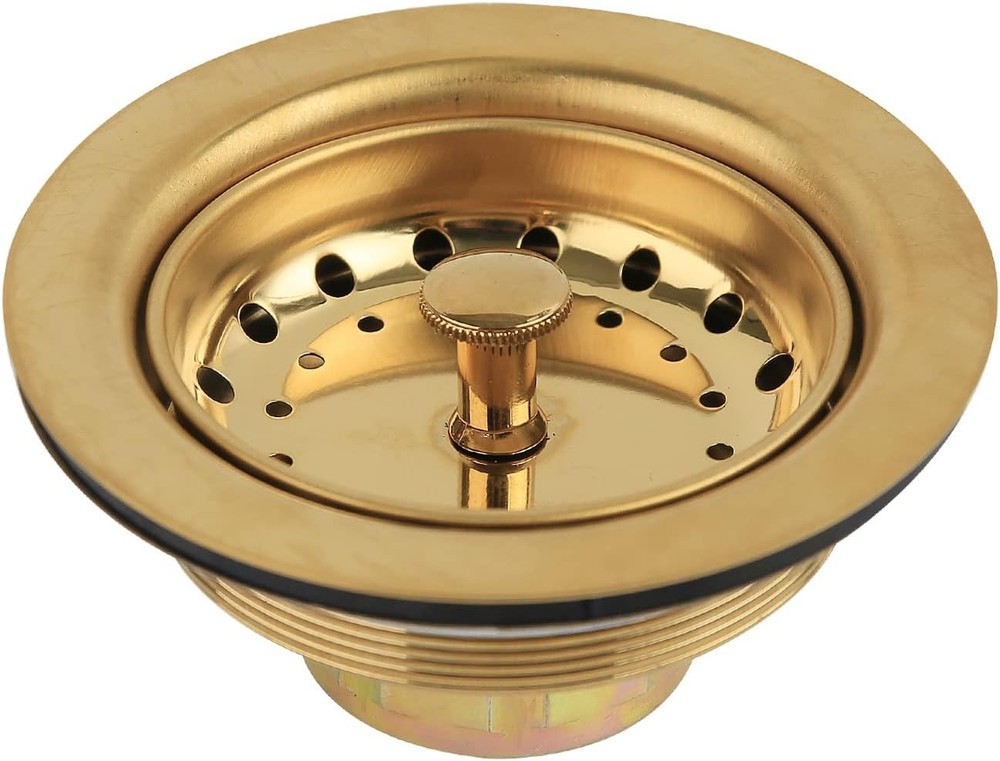 Solimeta Gold Kitchen Sink Drain, Stainless Steel Strainers Gold,