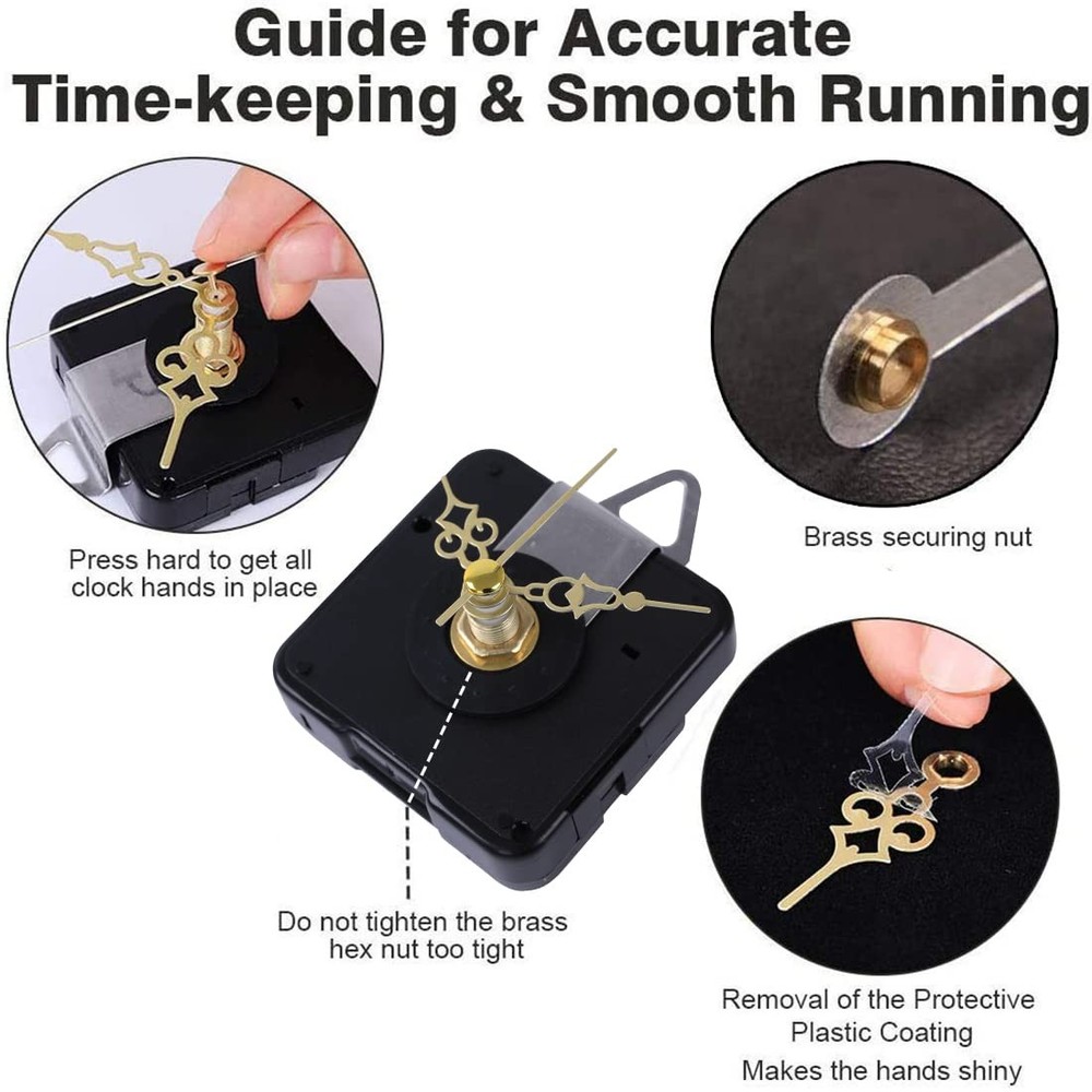 EMOON 3 Pack Silent Clock Mechanism Replacement Kit, Size1-3pack, Black