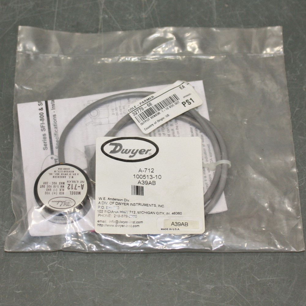 Dwyer W.E. Anderson Flow Rate Sensor A-712, 12/24V DC, Replacement Output Sensor