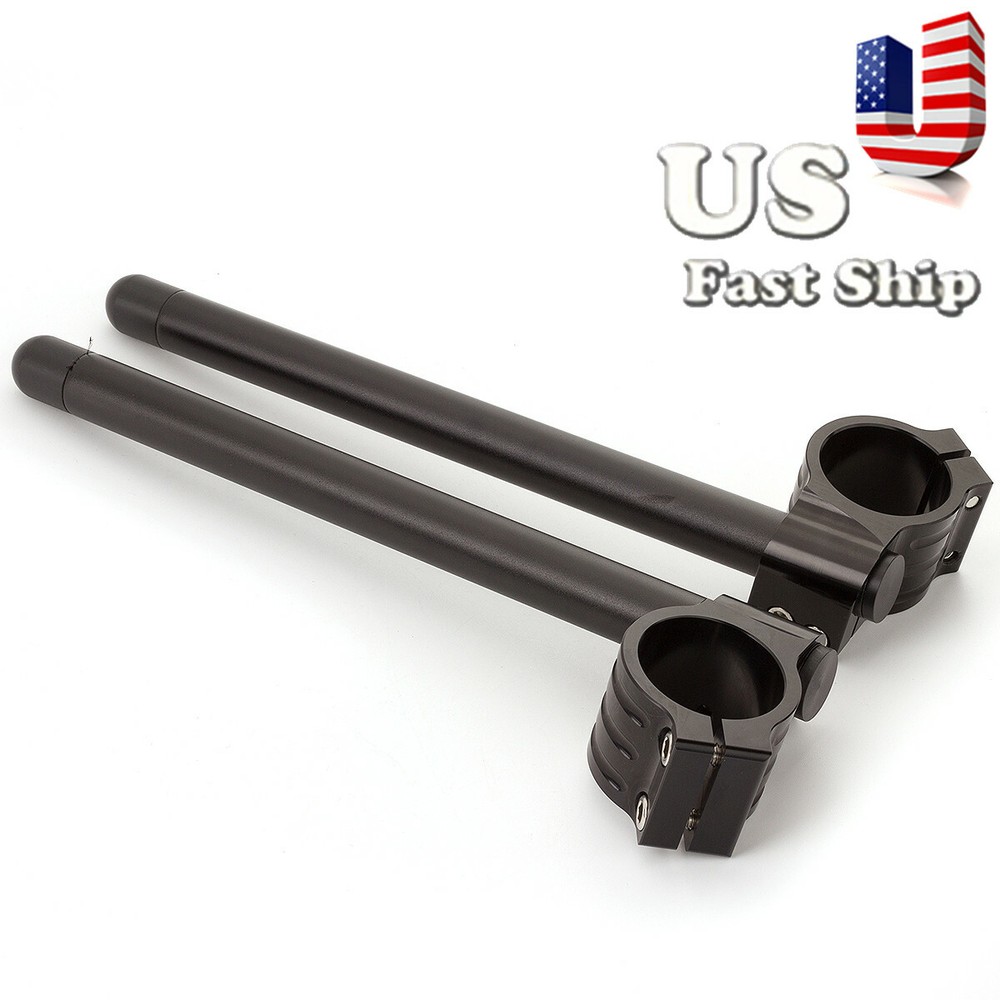 US Ship Universal Regular 50mm Clip Ons clipon Fork Handle Bars Handlebar Black