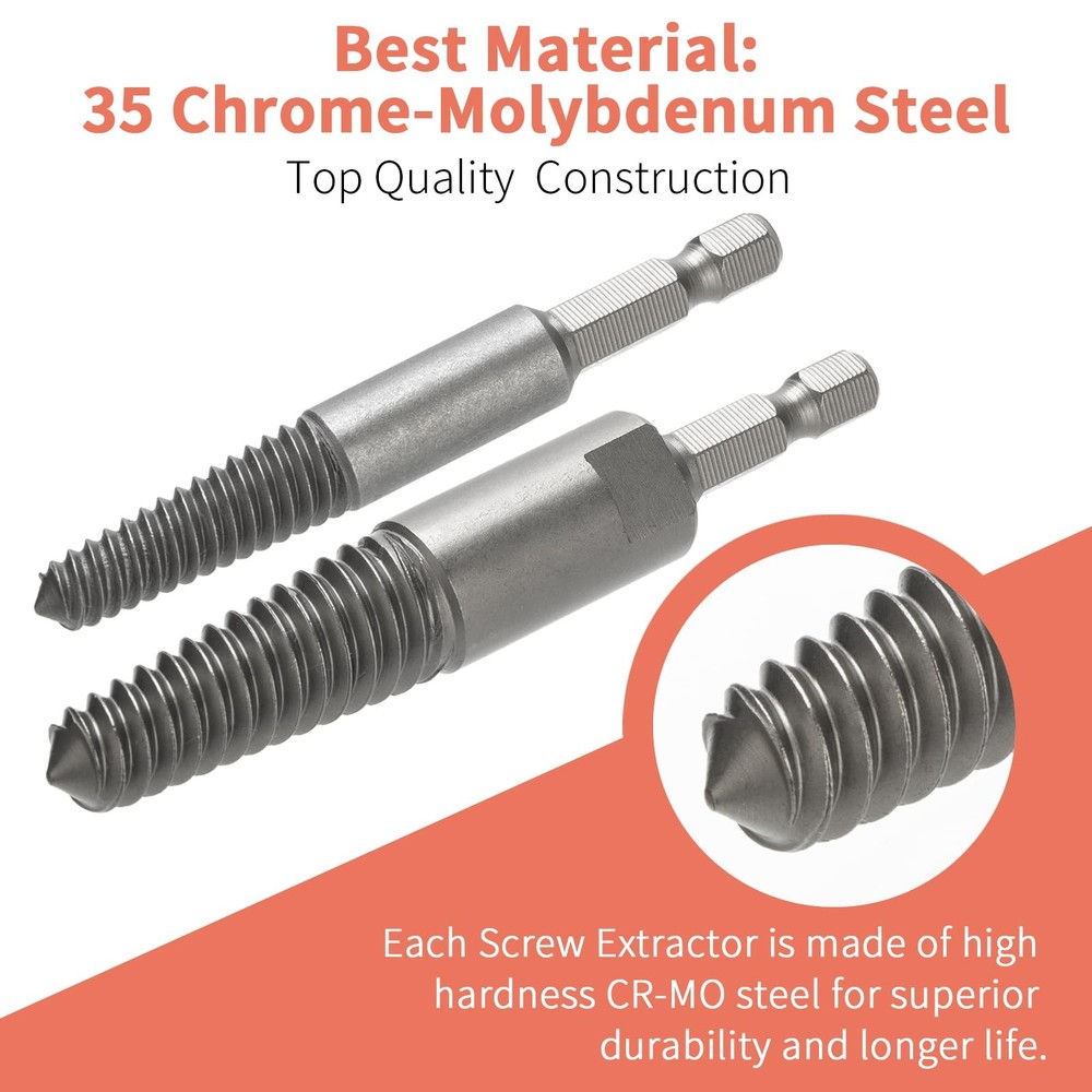 REBRA Screw Extractor and Left-Hand Drill Bit Set, Easy Out Broken One Size