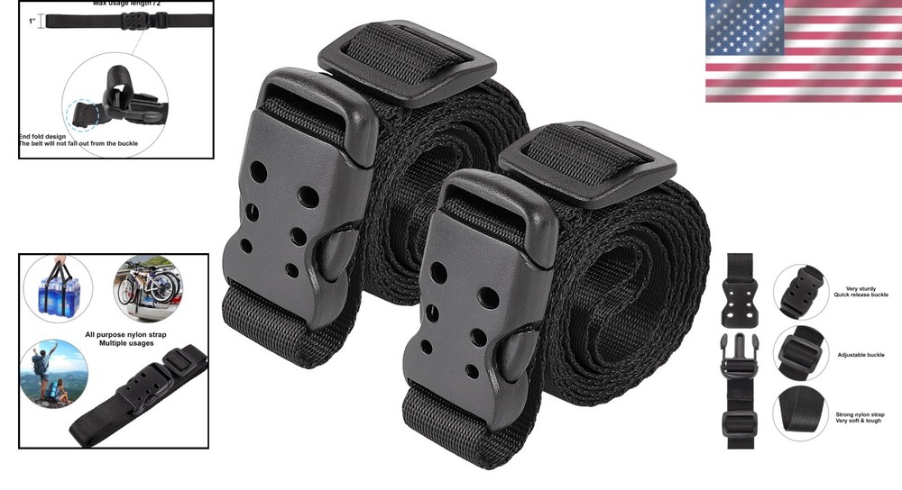 Quick-Release Nylon Utility Straps 2-Pack, 40'' Heavy Duty