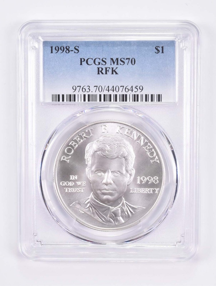 MS70 1998-S RFK Robert Kennedy Commemorative Silver Dollar PCGS