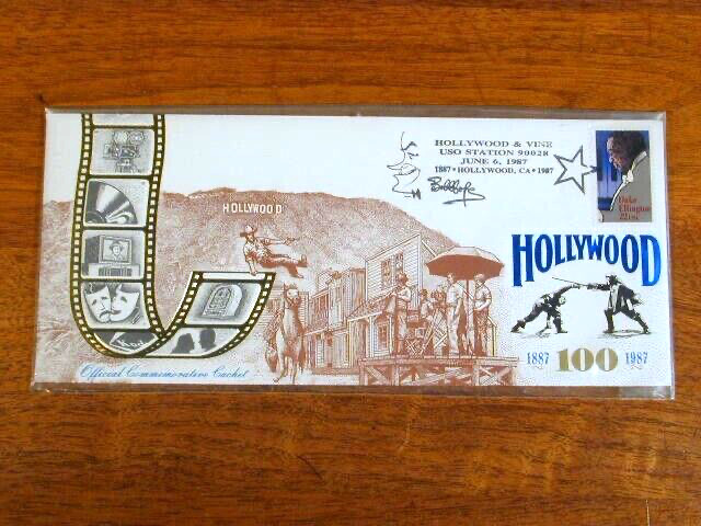 HOLLYWOOD 100 YEAR COMMORATIVE STAMPED MAILING ENVELOPE 1987 BOB HOPE CHARACTER