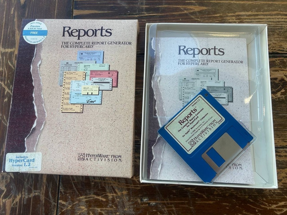 Reports 1.2 HyperCard Report Generator Macintosh Software Boxed