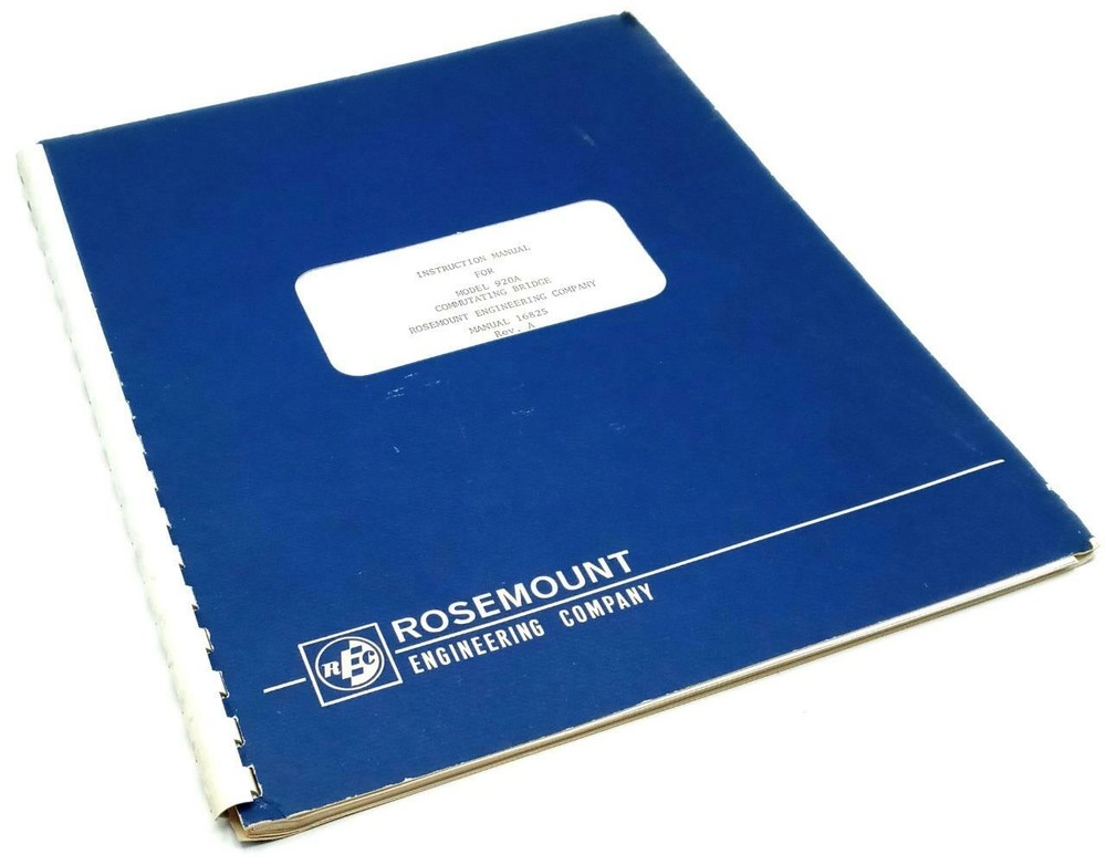 Rosemount Engineering Co. Model 920A Commutating Bridge Instruction Manual