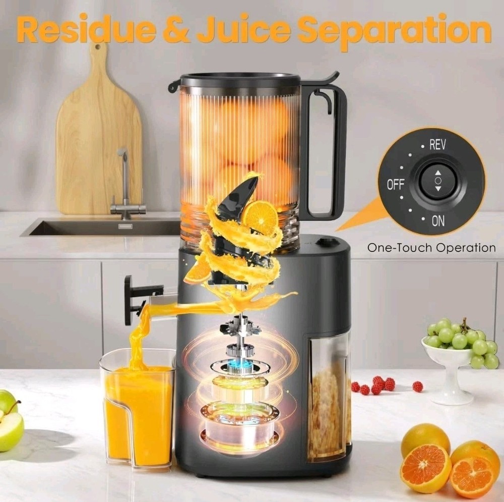 Cold Press 5.5" Wide Feed Chute Masticating Juicer Extractor