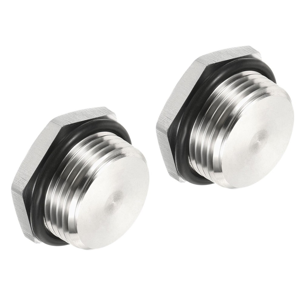 2pcs 3/4 NPT Male Plug Thread Hex Head Socket Solid Pipe Fitting Sealing Ring