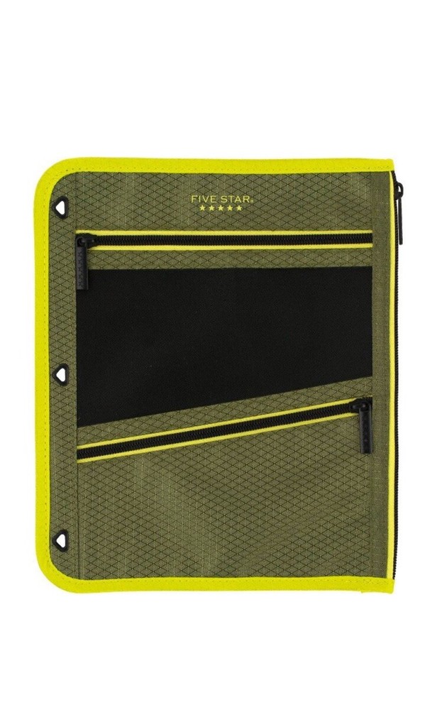 2 Pack-Five Star Large Pencil Pouch Olive/Citrus