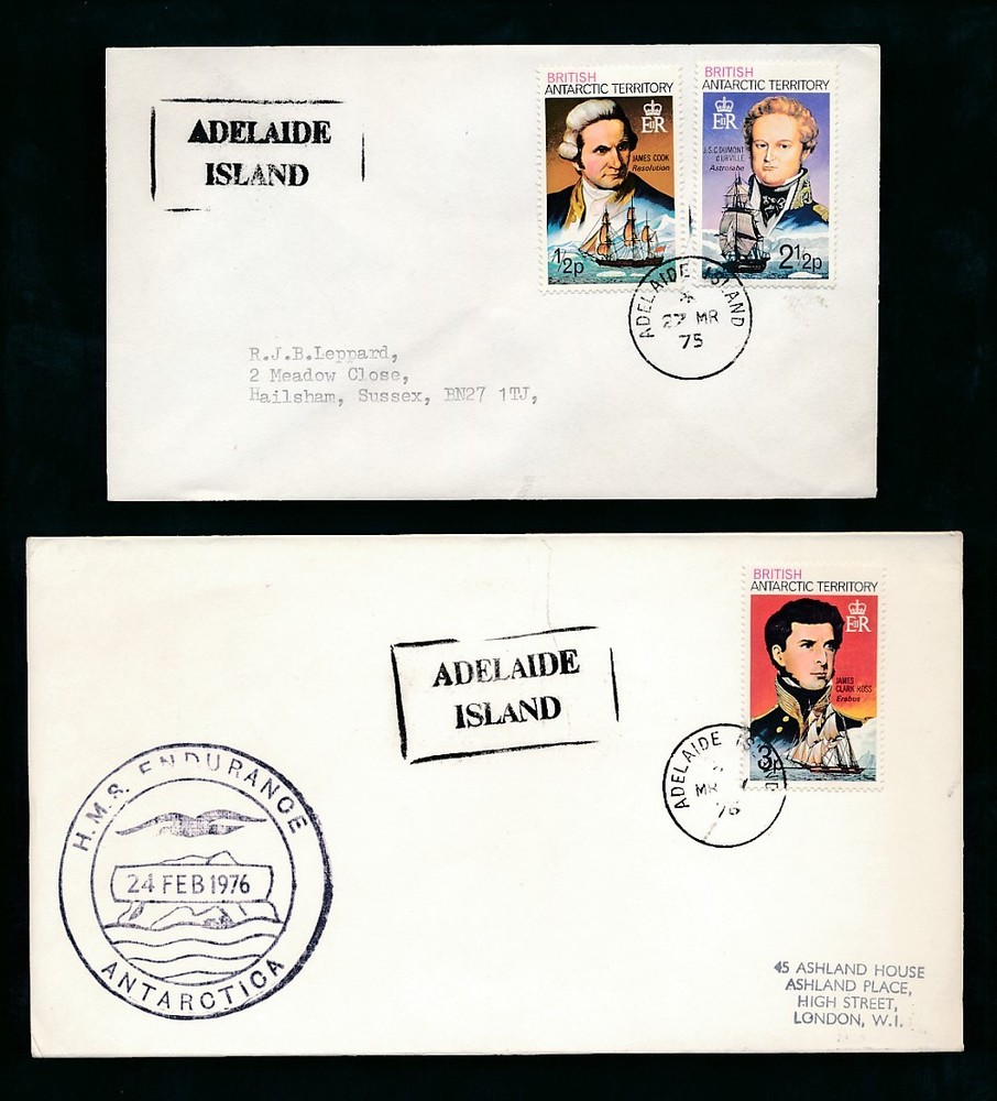 ANTARCTIC BAT 1975-76 ADELAIDE ISLAND BOXED + SHIP ENDURANCE 2 COVERS EXPLORERS
