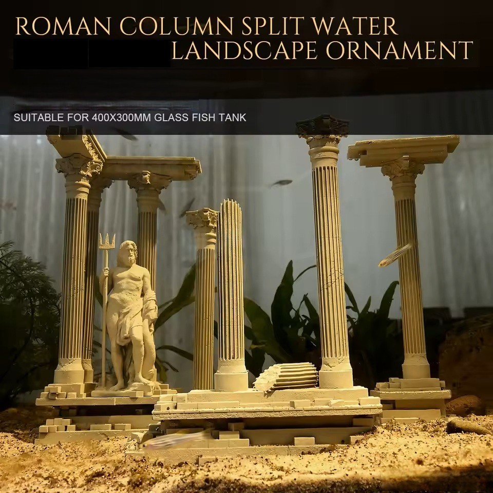 Fish Tank Decorations Water Feature Greek Column 3 pieces