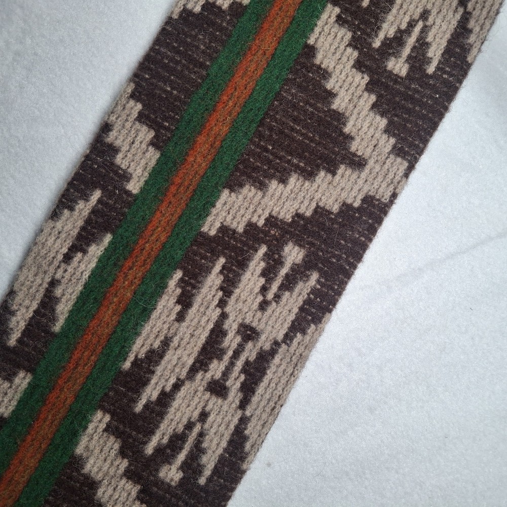 Vintage Wool Longbow Sock 65" Geometric Pattern Cowhide Reinforced Tip Tradition