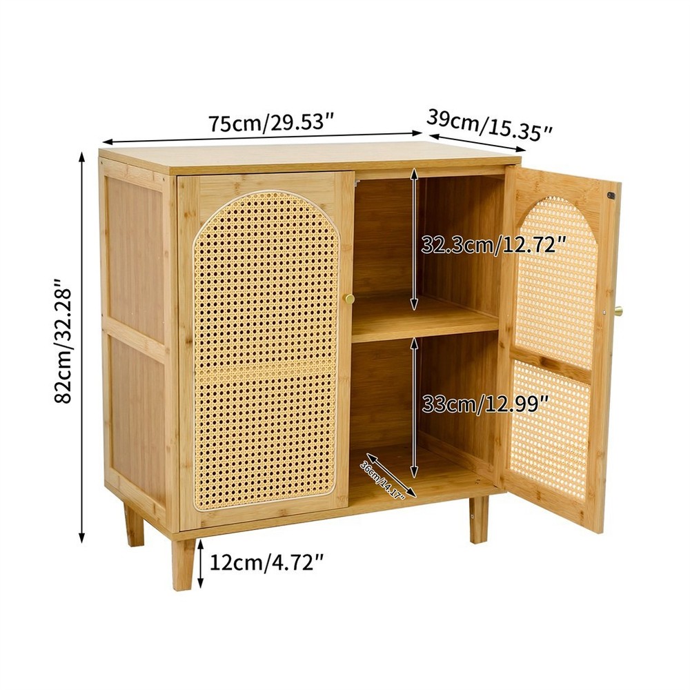 2 Tier Large Buffet Sideboard Cabinet Cupboard Organizer Adjustable Shelf 2-Door