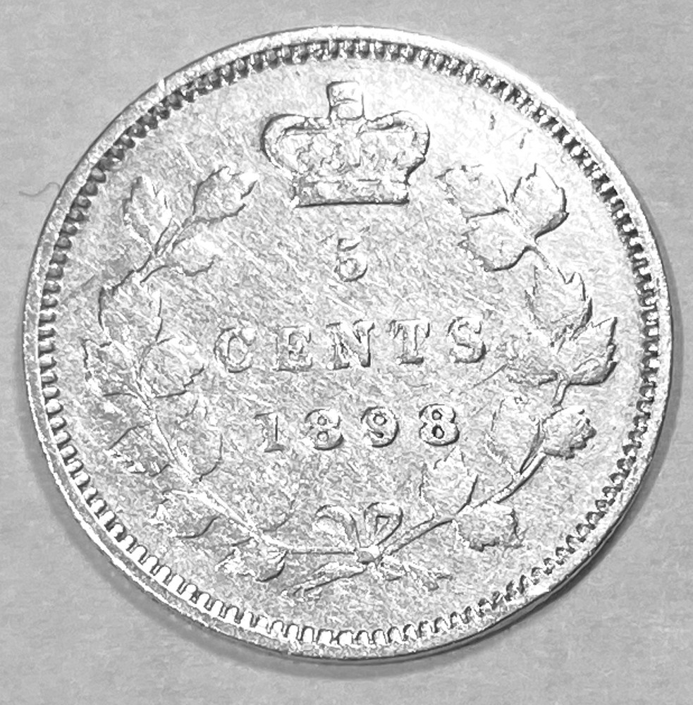 1898 Canada 5 Five Cents Silver .925 Nice