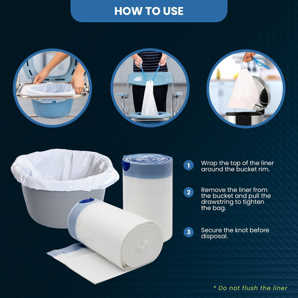 MED PRIDE 100 Pack Med Fit Disposable Bedside Commode Bags Leakproof Bedpan